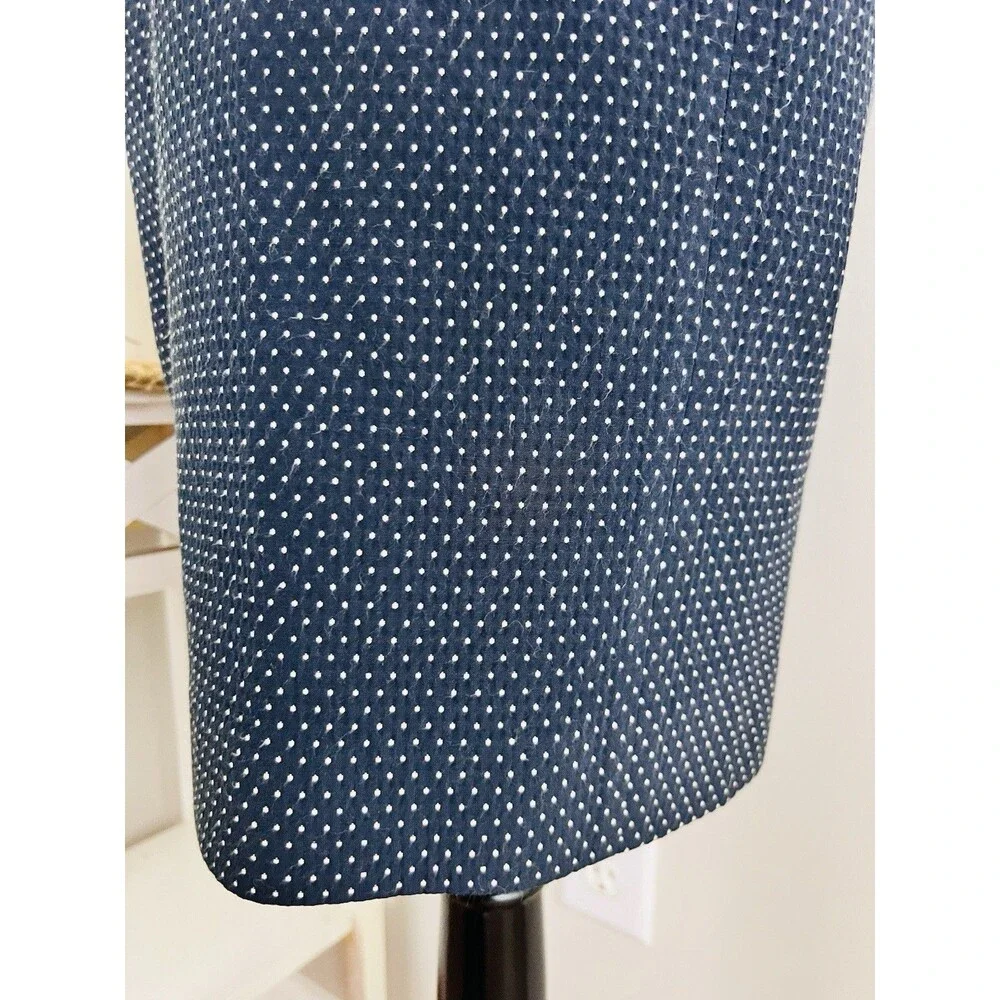 Anthropologie Baraschi Navy Blue & White Polka Dot Pencil Skirt Retro Vibes Sz 6